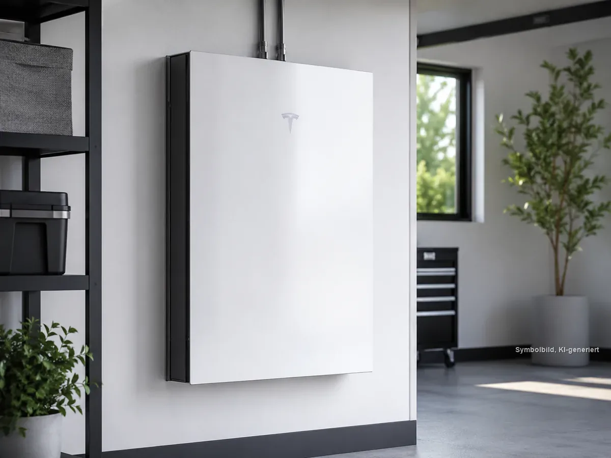 Tesla Powerwall an einer Wand installiert in einem modernen Zuhause